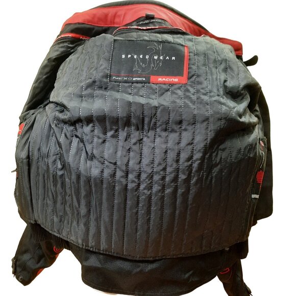 Y2K Leather Racing Motorcycle Jacket Armored Mens Size M Red Black White Nexo - Picture 11 of 15